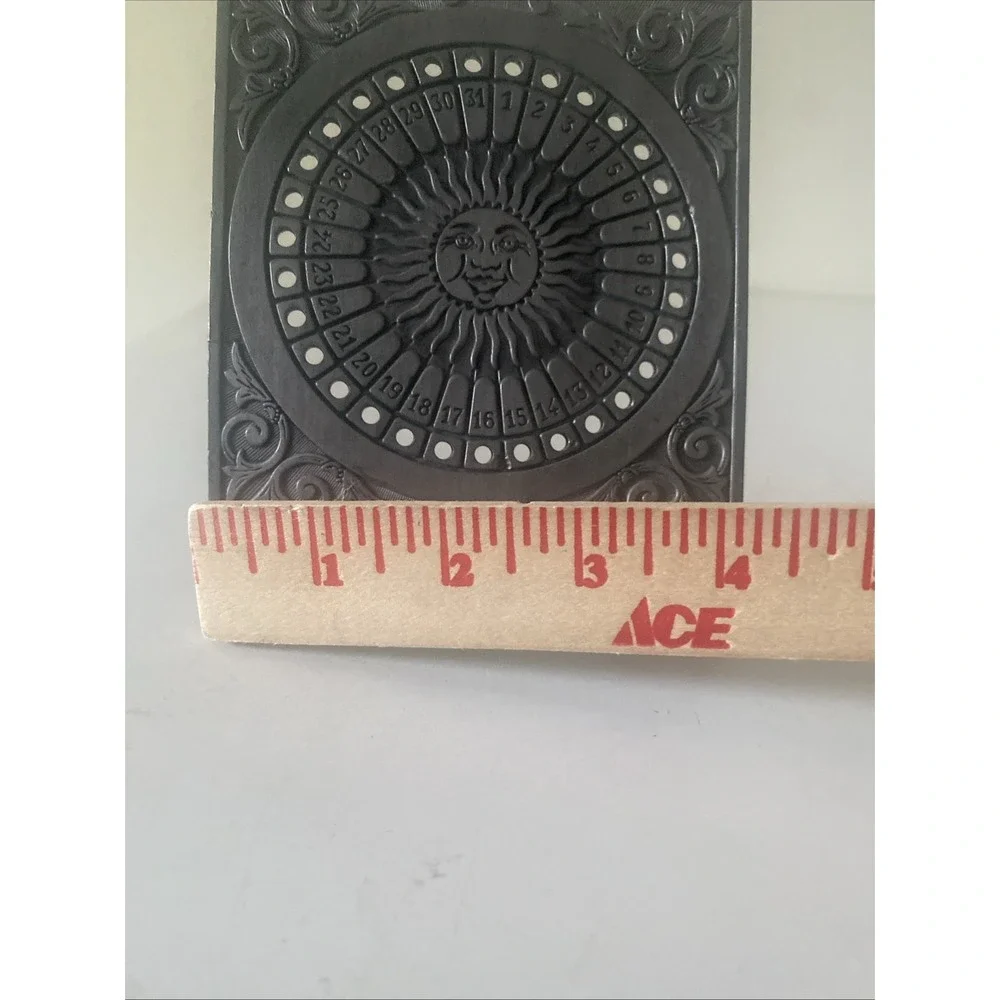 Vintage Perpetual Calendar Germany Block Zinn Pewter Sun Design collectible